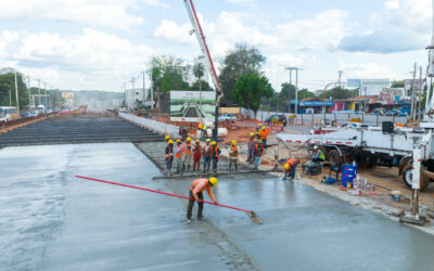 En la obra de Tres Bocas se llegó al 100 % de la carga de la losa principal