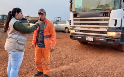 Realizan controles para mejorar las condiciones de trabajo y salud en el Lote 1 de la ruta Puerto Indio