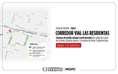 Obras del Corredor Las Residentas generan desvíos este fin de semana